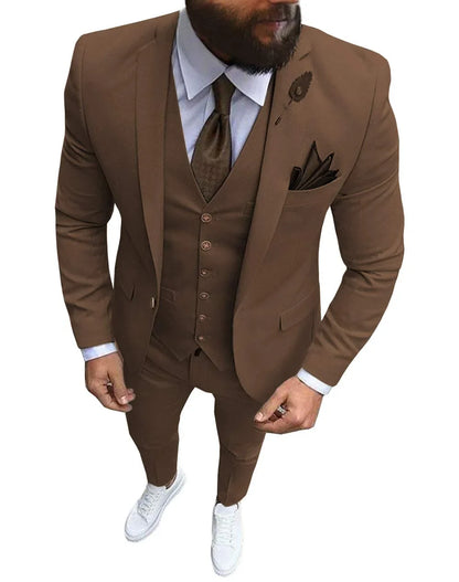 Men's Suits Prom Tuxedo Slim Fit 3 Piece Groom Wedding Suit For Men Custom Blazer Terno Masuclino 3 Pieces (jacket+vest+pant)
