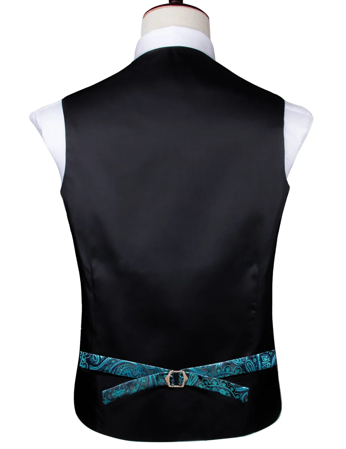 Navy Blue Mens Vest Formal Paisley Waistcoat Jacket Tie Handkerchief Cufflinks Set For Male Dress Suit Wedding Party