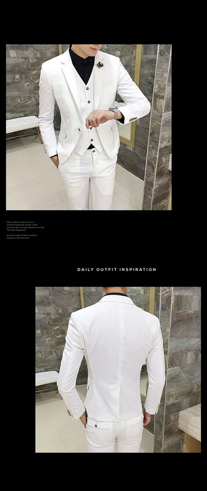 Men's Suits High Quality Wedding Groom Tuxedos Single Button Slim Fit Business Prom Dress Men's Formal Dress Suits
