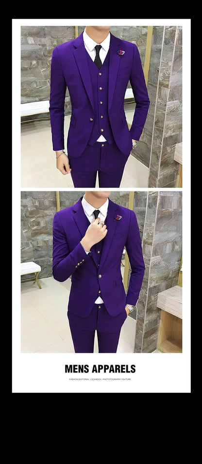 Men's Suits High Quality Wedding Groom Tuxedos Single Button Slim Fit Business Prom Dress Men's Formal Dress Suits