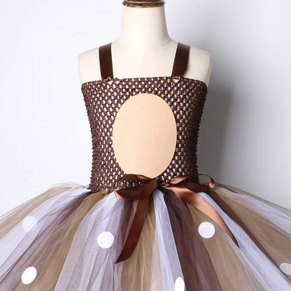 Deer Costume for Girls Halloween Christmas Tutu Dress Reindeer Elk Cosplay Fancy Dress Up Kids Girl Birthday Party Clothes 1-12Y