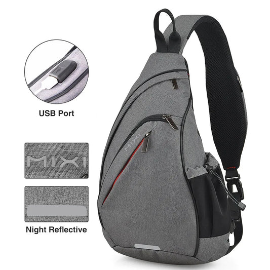Men One Shoulder Backpack Women Sling Bag Crossbody USB Boys Cycling Sports Travel Versatile Fashion Bag Student School