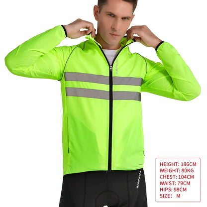 Ultralight Men's Cycling Windbreaker Reflective Jacket Windproof Bike Jacket Water Resistant MTB Road Bicycle Long Jersey