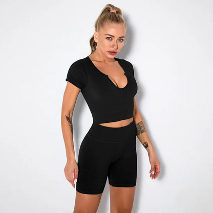 2/4/6PCS Seamless Women Yoga Set Workout Sportswear Fitness Bra Sport Pants Gym Clothing High Waist Leggings Shorts Sports Suits