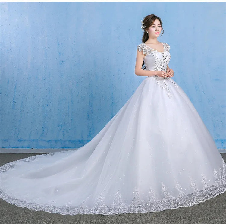 Wedding Dress Sexy V-neck Lace Embroidery Court Train Ball Gown Princess Wedding Dresses Vestido De Noiva Plus Size