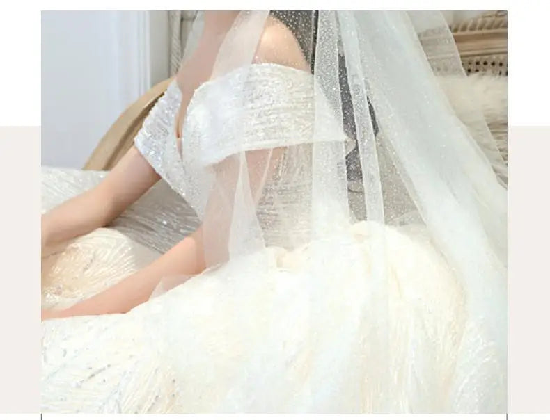 Cheap Wedding Dress Shiny Wedding Dress Classic Boat Neck Bridal Party Gown Vestido De Noiva Robe De Mariee Customized