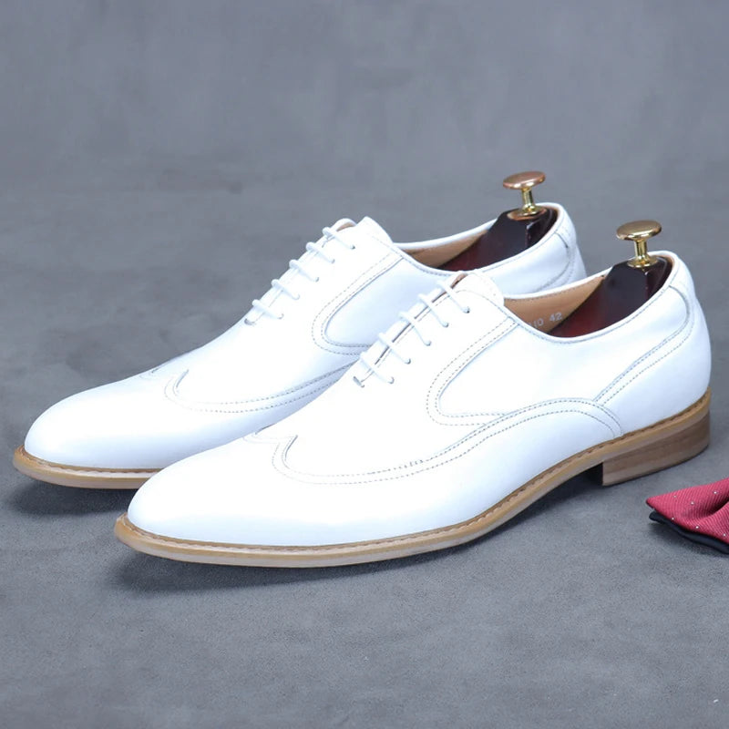 new white shoes for men Leather shoes men's business dress breathable leather shoe British lace-up fashion wedding party