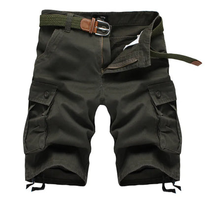 2025 Summer Men's Baggy Multi Pocket Military Cargo Shorts Male Cotton Khaki Mens Tactical Shorts Short Pants 29-44 No Belt