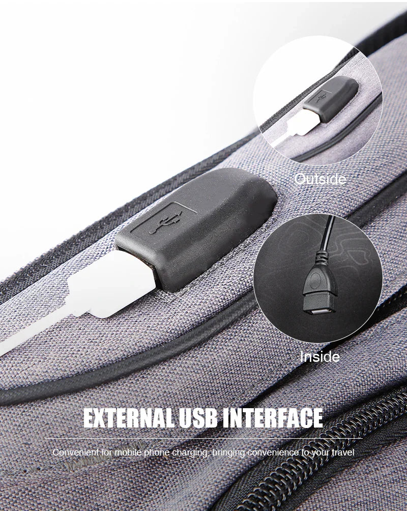 Men One Shoulder Backpack Women Sling Bag Crossbody USB Boys Cycling Sports Travel Versatile Fashion Student School