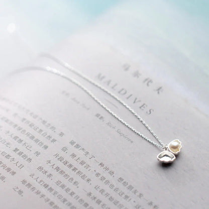 New Solid 925 Sterling Silver Natural Freshwater Pearl Shell Fashion Necklace Pendants For Women Classic Charm Jewelry