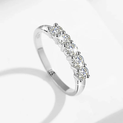Certified 5 Stone Moissanite Ring Woman Silver 925 100% Rose Gold Plated Brilliant Jewelry For Engagement Gifts For Girl