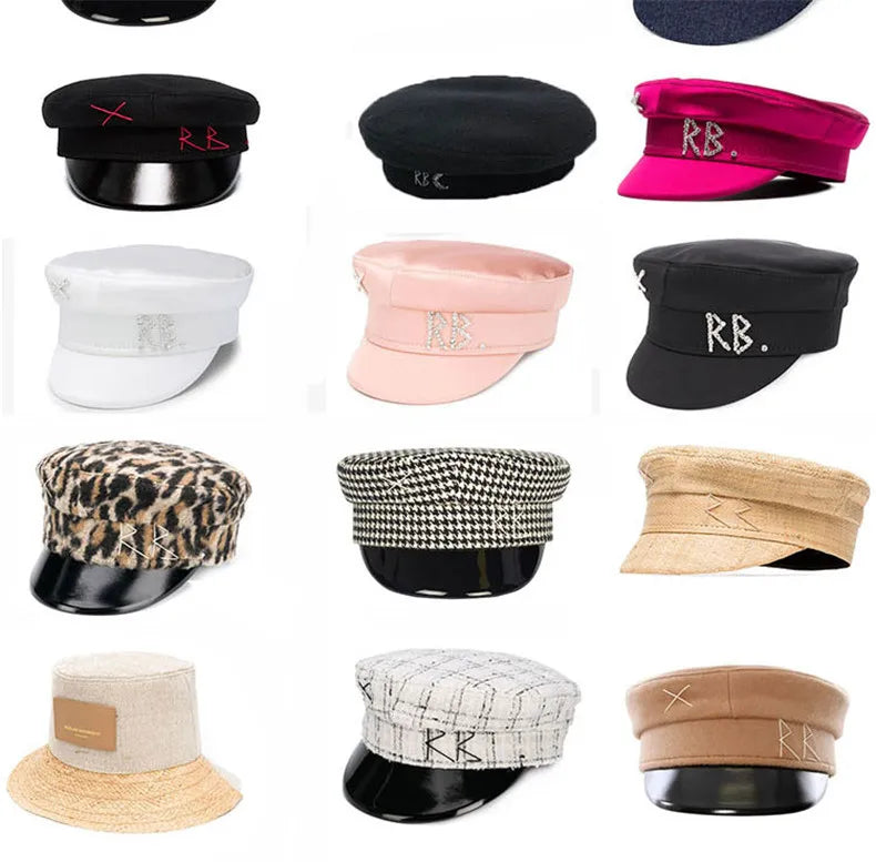 Brand Collection Wool Newsboy caps  New Women Hats Flat Militray Caps Baker Boy Hat with logo