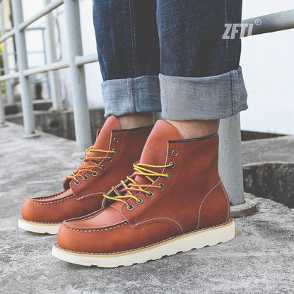 Men's Ankle Boots American retro tooling boots Casual Crazy Horse Leather Men's Boots Vintage Man Lace up Boots 2025