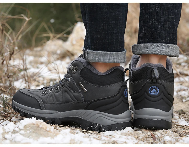 Brand Winter Men's Boots Warm Men's Snow Boots High Quality Leather Waterproof Men Sneakers Outdoor Men Hiking Boots Work Shoes
