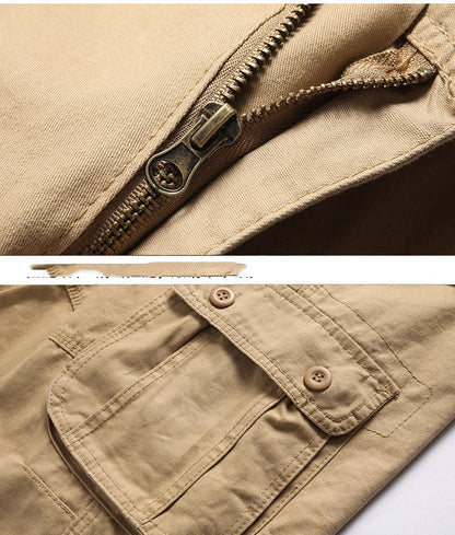 Men's Spring Baggy Cargo Pants Work Overalls Tactical Multi-Pocket Casual Cotton Pants Male Army Straight Slacks Long Trousers