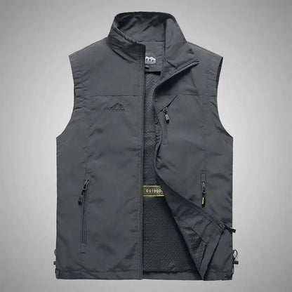 Spring New Men Waistcoat Outdoor Leisure Solid Color Vest Young Middle-aged Photography Fishing Casual Vest Jacket Male
