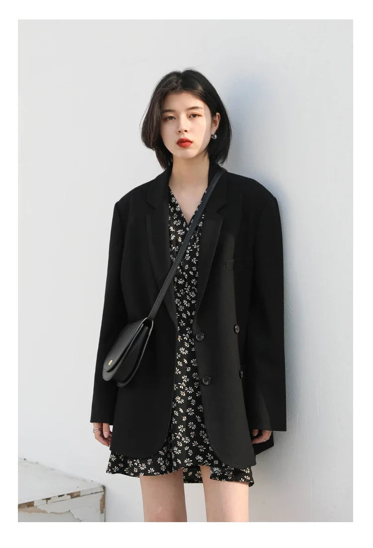 2026 Fashion Women's Blazer Office Lady Long Sleeve Double-breasted Mid-length Casual Coat Ladies Outerwear Stylish Top