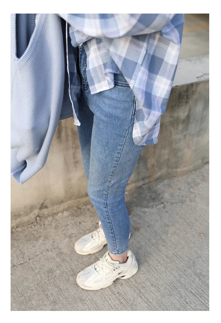 Women Jeans Retro High Waist Stretch Pencil Denim Pants Elastic for Woman Female Trousers Autumn Winter Ladies