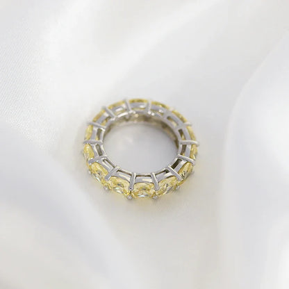 100% 925 Sterling Silver Sparkling 1 Row Full 5*5mm High Carbon Diamond Finger Rings For Women Wedding Party Fine Jewelry