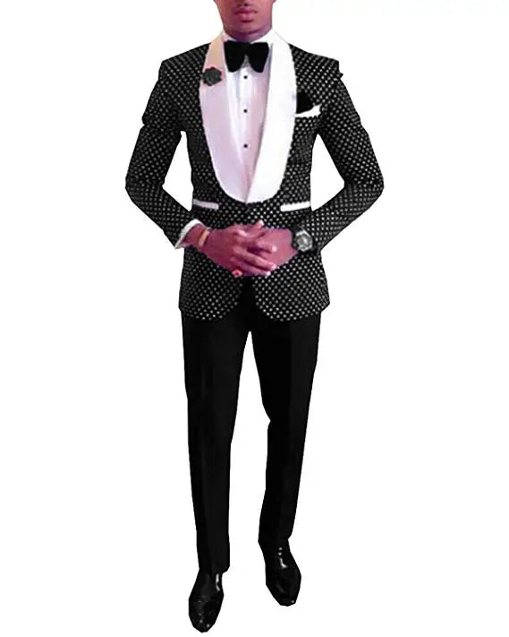 Custom Made Groomsmen Notch Satin Lapel Groom Tuxedos Black Men Suits Wedding Best Man 2 Pieces ( Jacket + Pants + Bow Tie) B859