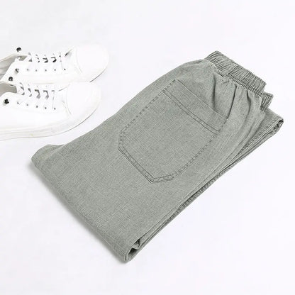 Summer Linen Men Casual Pants Work Wear Office Thin Golf Straight Long Formal Suit Trousers Plus Size 5xl 2024 New