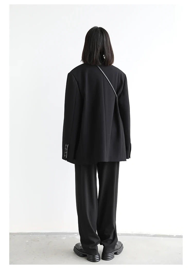 Simple Casual Women Twill Suit Pants Wide Leg Pants Straight Floor Pants Office Ladies Female Trousers