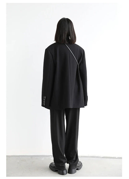 Simple Casual Women Twill Suit Pants Wide Leg Pants Straight Floor Pants Office Ladies Female Trousers