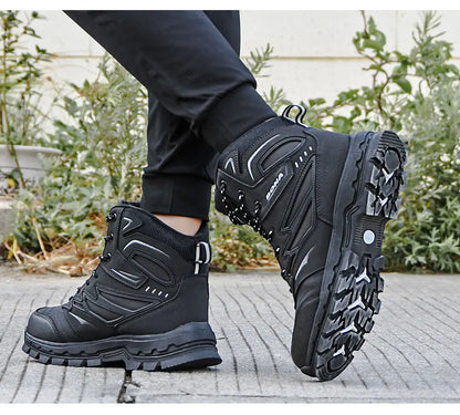 2022 New Designers Brand Action Leather Winter Shoes Men High Top Plush Non-Slip Snow Boots Man Warm Ankle Boots Mansculino