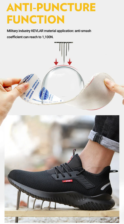 Work Safety Shoes Anti-Smashing Steel Toe Puncture Proof Construction Lightweight Breathable Sneakers shoes Men Women is Light