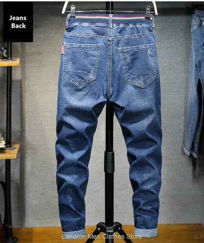 Distressed Extra Large Jeans For Men Stretch Denim Trousers 6XL 7XL 8XL Big Plus Size Mens Ripped Pants 160KG Male Elastic Jean