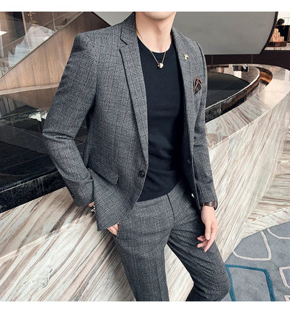 25 Colors 1 Pcs Blazer No Pants S-7XL New Wedding Dress Formal Business Slim Mens Suit Jacket Plaid Striped Solid Color