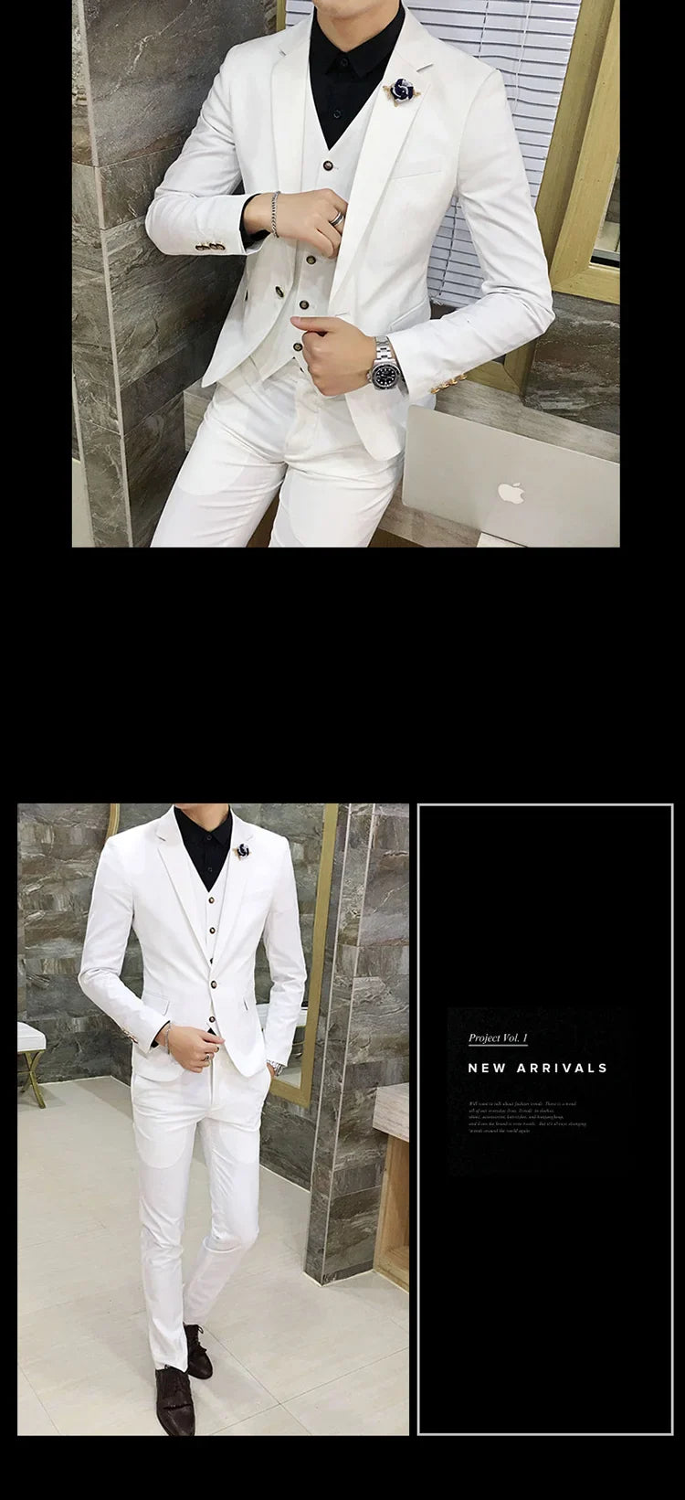 Men's Suits High Quality Wedding Groom Tuxedos Single Button Slim Fit Business Prom Dress Men's Formal Dress Suits
