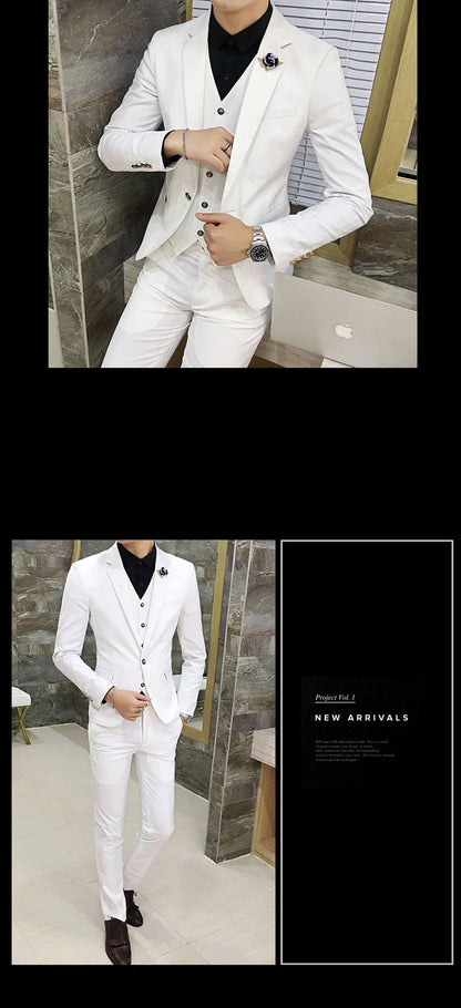 Men's Suits High Quality Wedding Groom Tuxedos Single Button Slim Fit Business Prom Dress Men's Formal Dress Suits