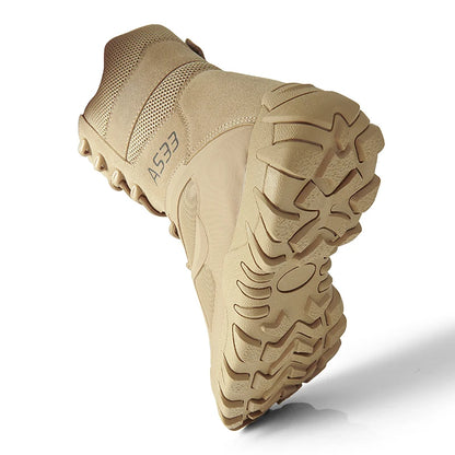 New Men High Quality Brand Leather Boots Tactical Desert Combat Boots Men's Outdoor Hiking Shoes Work Safty Ankle Boots