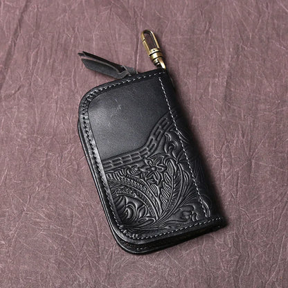 Men's Leather Key Bag, The First LayerOf Cowhide, Ladies' Purse, Multi-functional Vintage Vegetable Tanned Leather ID Bag.