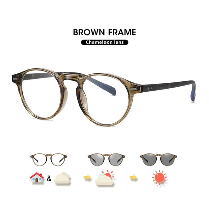 Anti Blue Light Glasses Photochromic Men Gaming Round Blocking Blue Ray Classic TR90 Women Protection Eyeglasses Computer