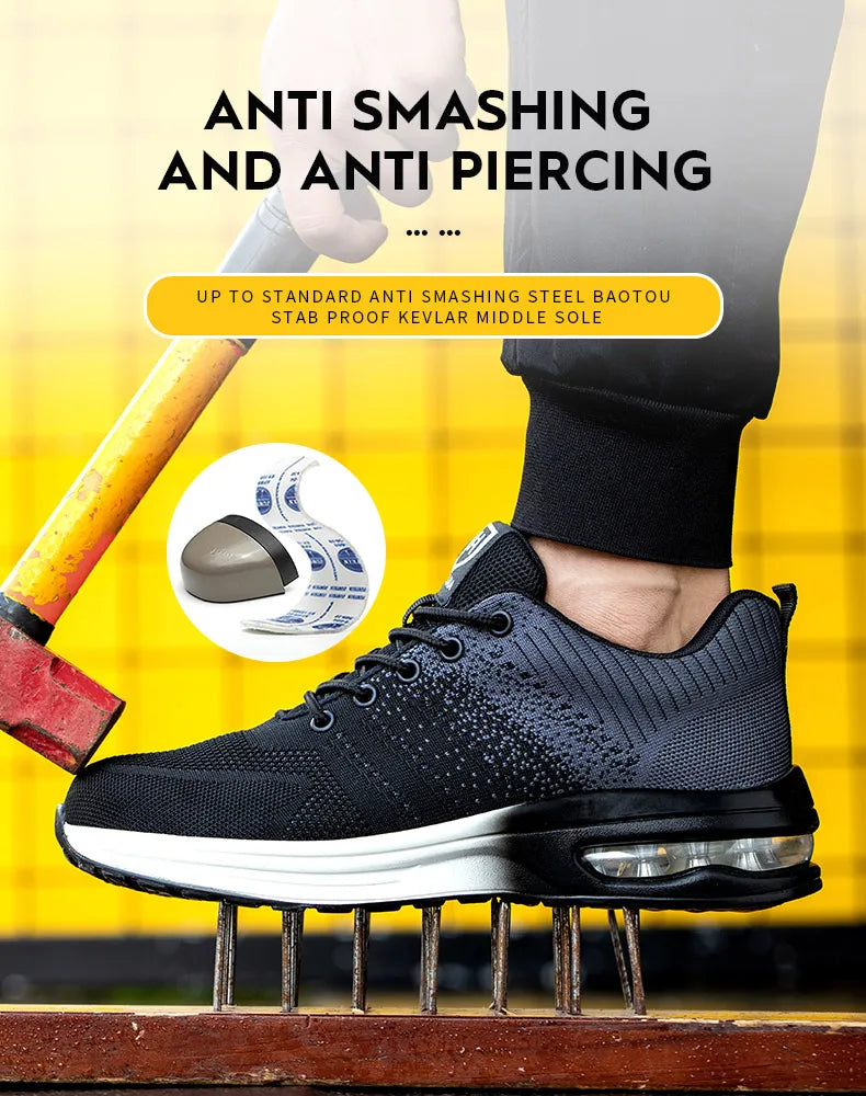 Industrial Safety Shoes With Steel Toe Cap Indestructible Cushion Work Shoes For Men Protective Security Boots Women Footwear