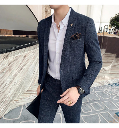 25 Colors 1 Pcs Blazer No Pants S-7XL New Wedding Dress Formal Business Slim Mens Suit Jacket Plaid Striped Solid Color