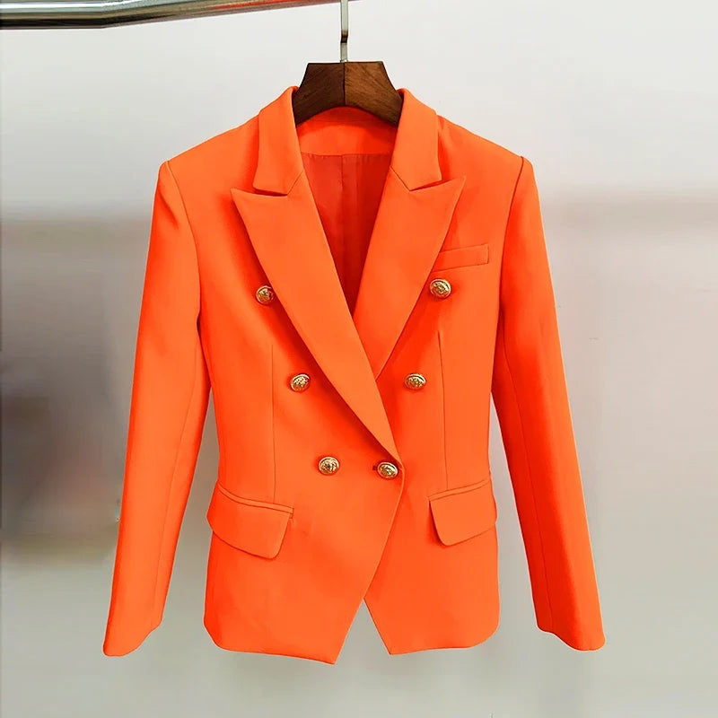 TOP QUALITY New Fashion 2026 Designer Jacket Women's Classic Double Breasted Metal Lion Buttons Blazer Outer Size S-5XL