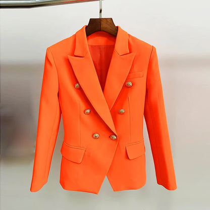 TOP QUALITY New Fashion 2026 Designer Jacket Women's Classic Double Breasted Metal Lion Buttons Blazer Outer Size S-5XL