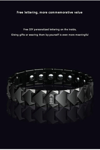 Tungsten Links Bracelets for Men Women Couples High Polished Inlay Health Magnetic Stones Three Color, Customized