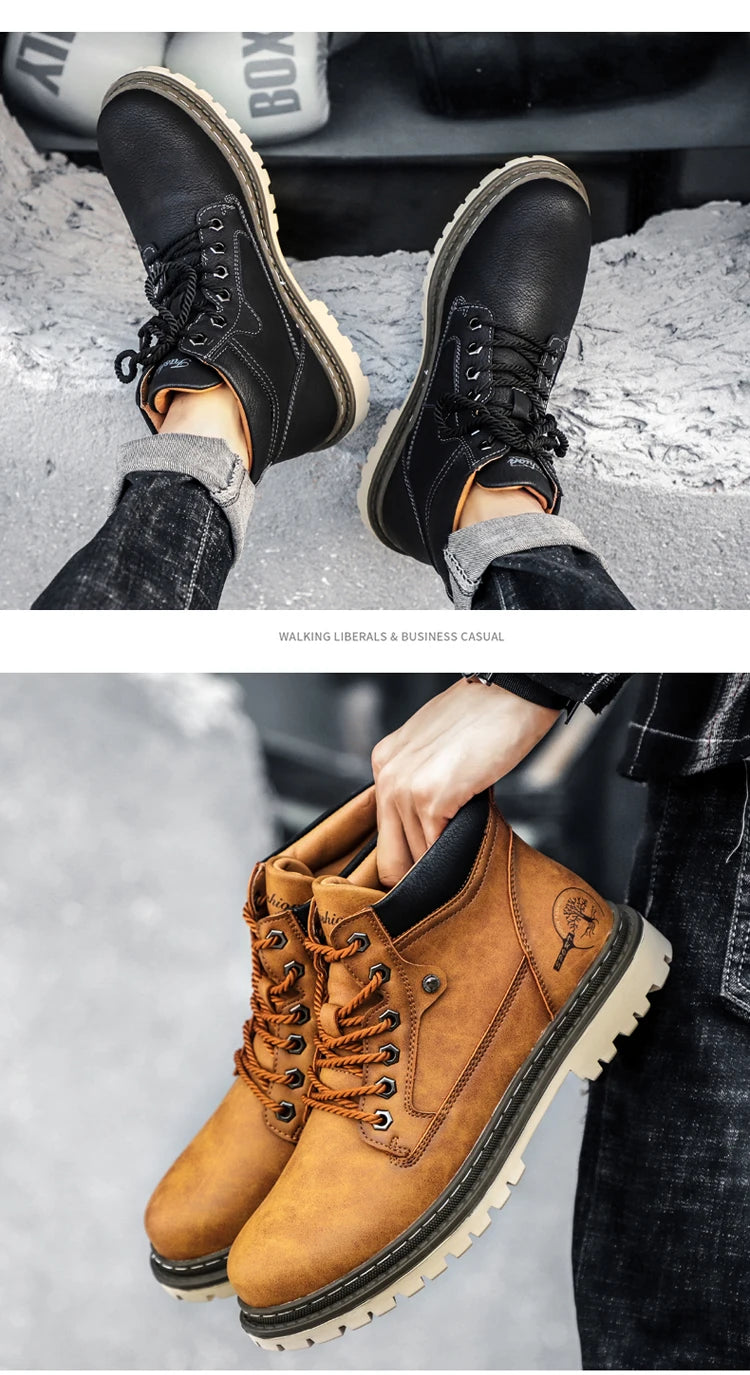 Brand Men Super Warm Snow Boots Winter Men's Ankle Boots Waterproof Short Boots Outdoor Sneakers Autumn Men's Motorcycle Boots