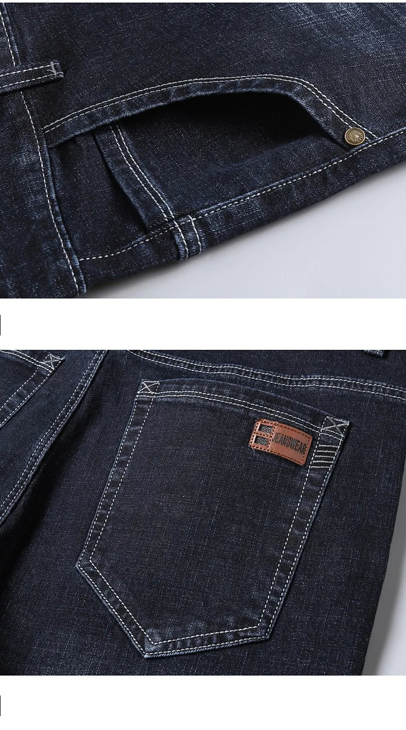 2026 Straight Elastic Cotton Jeans Men Fashion Business Classic Style Jean Denim Pants Trouser