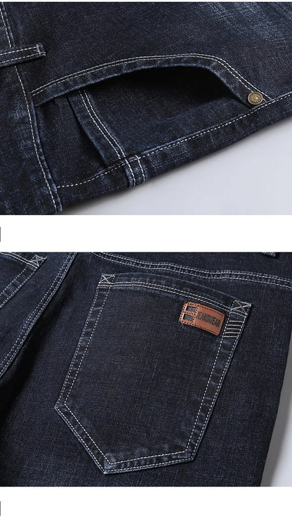2026 Straight Elastic Cotton Jeans Men Fashion Business Classic Style Jean Denim Pants Trouser