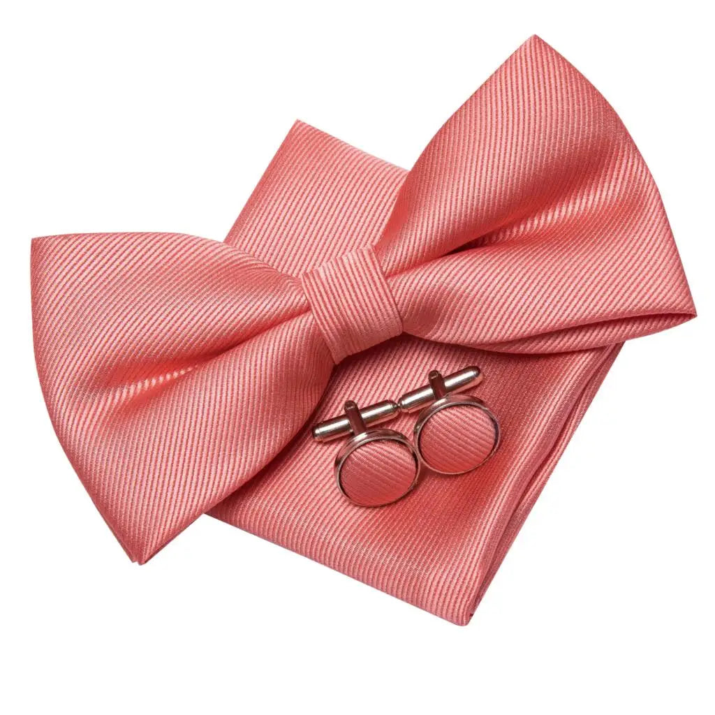 Luxury Silk Mens Vests Rose Gold Pink Striped Waistcoat Necktie Bowtie Hanky Cufflinks Set Waist Jacket For Men Wedding