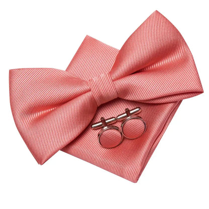 Luxury Silk Mens Vests Rose Gold Pink Striped Waistcoat Necktie Bowtie Hanky Cufflinks Set Waist Jacket For Men Wedding