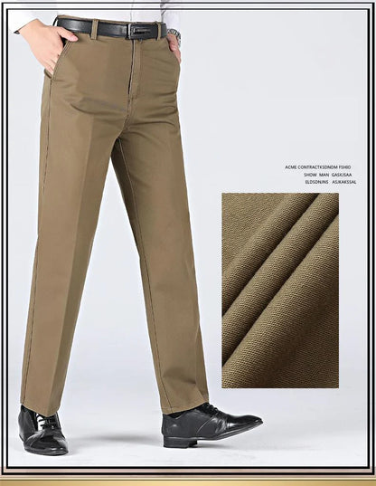 New Arrival 100% Cotton Summer Autumn Men's Casual Pants Fashion Solid Black Beige Gentle Thicken Trousers Brand Smart Suit Pant