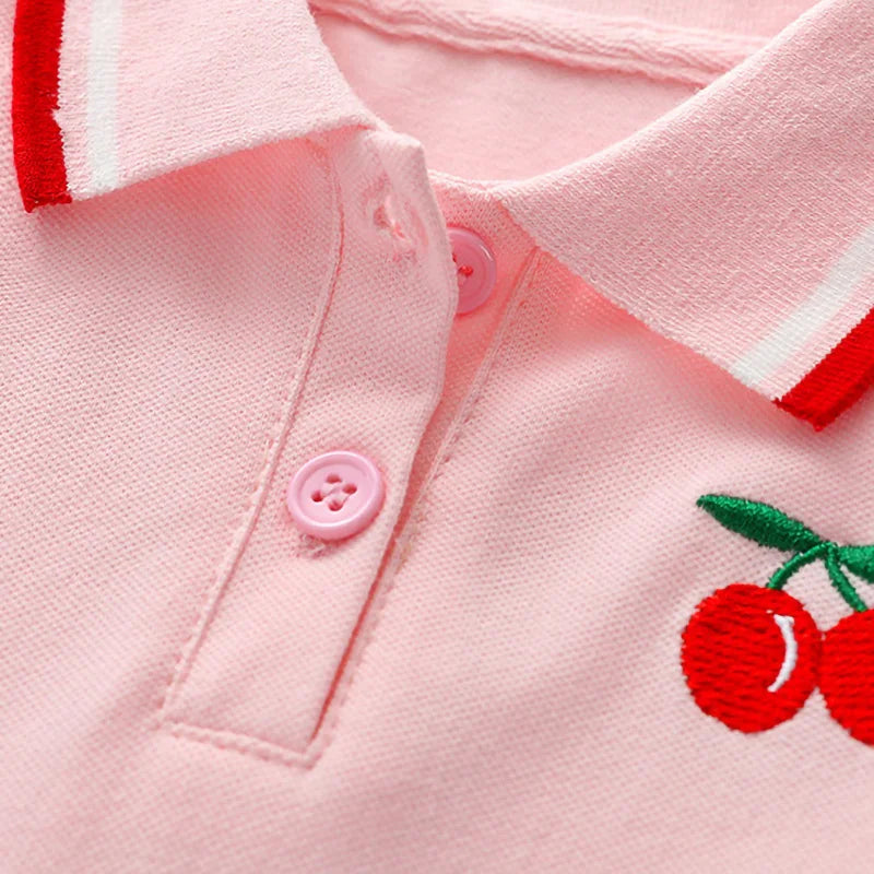 Girls Summer Dress New Children's Polo Pleated Dress Short Sleeve College Style Dresses WT26