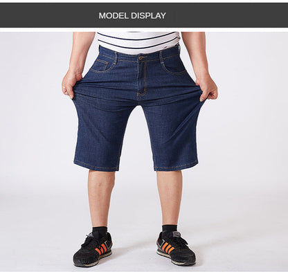Men Extra Large Size Shorts Knee-length Summer Breeches Denim 2024 Male Bermuda Classic Stretch Plus Size Big 8XL Men Short Jean