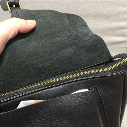 Retro Women Crossbody Bags Natural Real Leather Shoulder Bag Female Solid Casual Daily Messenger Bags Satchel Designer Handbags